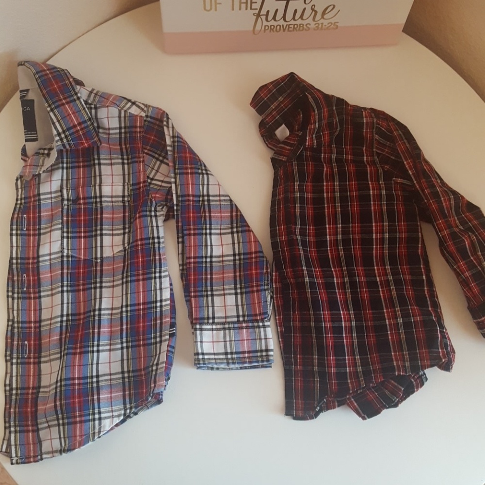 2 toddler boy long-sleeve dress shirts